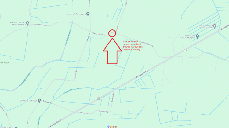 Shavox Road Closure