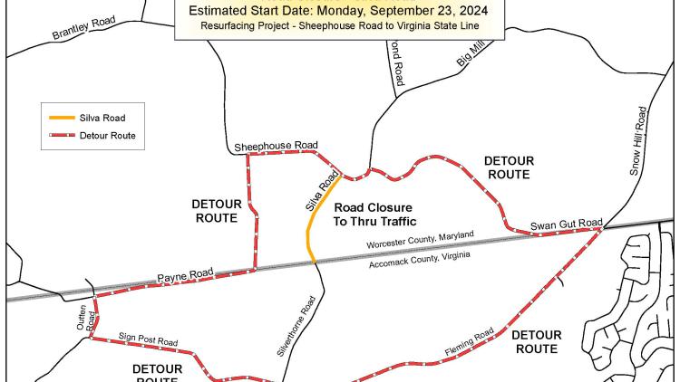 TRAFFIC ALERT – ROAD CLOSURE: Silva Road, from Sheephouse Road – Maryland/Virgina Line