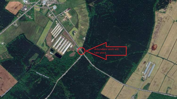 Google Map image of the repair location on Ironshire Station Road 