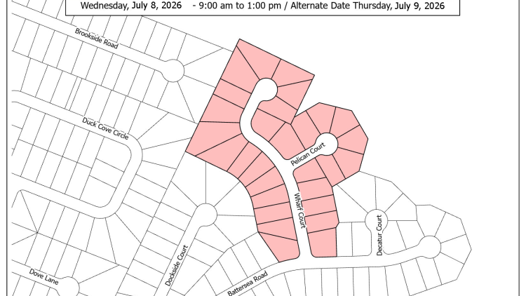 Public Notice - Ocean Pines Area Water Outage July 8 on Pelican Court and Wharf Court